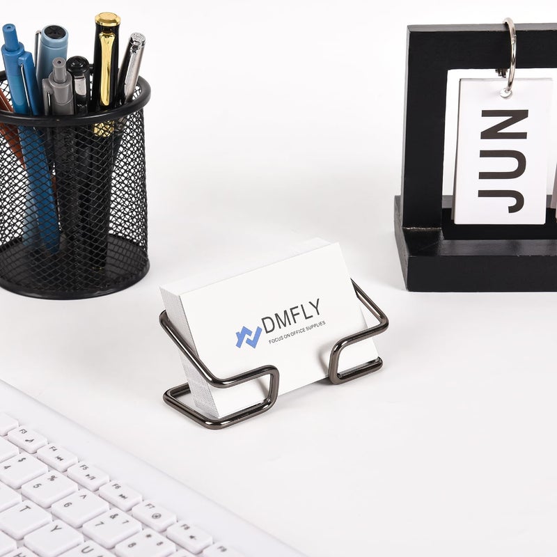 DMFLY Metal Business Card Holder for Desk, Cute Card Display Stand, Compatible with Various Countertops, Black - Image 5